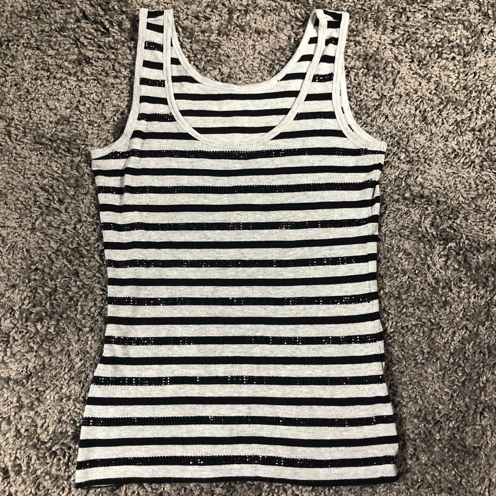 Rhinestone Striped Tank